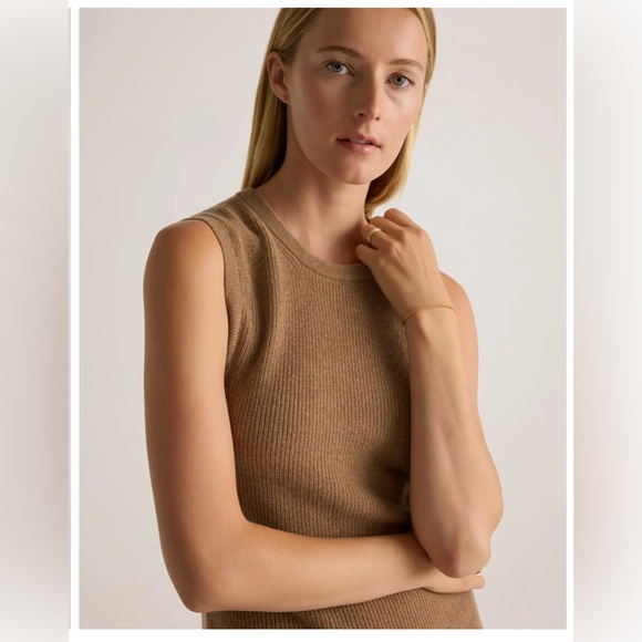 Quince NEW 100% Cashmere teak sleeveless midi dress $109 - Picture 1 of 17